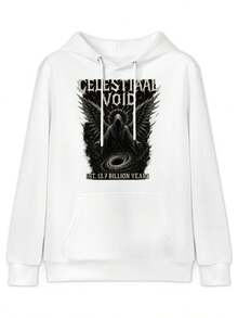 Celestial Void Hoodie, 2025 Cosmic Graphic, Dark Angel and Space Theme with a 13.7 Billion Years Print, Mystical Universe-Inspired Wear - Blanco - Ver 2