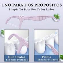60 Piezas Hilo Dental,Oral Flossers Diseño Ultrarresistente de Doble Línea,con Vitamina E y Flúor Empaquetado Individualmente Fácil de Llevar,Sabor Refrescante a Mentalimpieza Profunda de Dientes (, )(Púrpura 1 pieza) - Multicolor - Ver 4