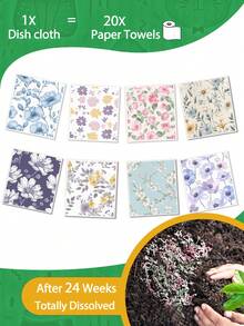1/2/4/6/8pcs Pretty Birds/Fruits/Flowers/Christmas Birds Swedish Dishcloths For Kitchen Reusable Compostable Kitchen Cloth Made In Sweden Cellulose Sponge Swedish Dish Cloths For Washing Dishes Reusable Paper Towels Washable - Multicolor - View 6