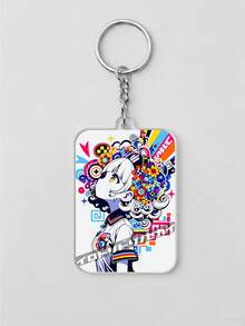 8 件套霓虹故障风格动漫女孩图案钥匙扣，赛博朋克风格亚克力圆角矩形吊坠，采用像素艺术细节，可用作背包挂饰、游戏配件或耳机盒吊坠，适合日常通勤、动漫展、EDM 派对，是送给朋友的独特礼物，适合所有季节。 - 彩色 - 查看 8