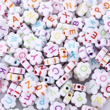 100pcs 10mm Solid Color Acrylic Letter Beads Flower Loose Spacer Bead For Jewelry Making DIY Friendship Bracelet Necklace Supplies - 無色 - 查看 1