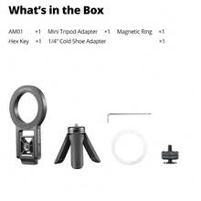 Godox AM01 Foldable Mobile Phone Selfie Double Magnetic Tripod Holder For IPhone Camera Video Photography Stand With Cold Shoe - Black - View 11