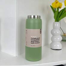 32oz Straw Insulated Water Bottle Double-Layer Stainless Steel Vacuum Thermal Mug For Sport And Trave - Green-32oz - 查看 3