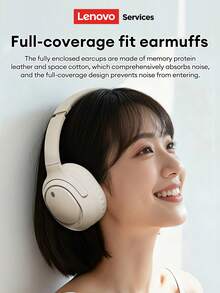 Lenovo 联想LS103蓝牙6.0无线耳机，环绕立体声，游戏，音乐，通话清晰，降噪，佩戴舒适，电池续航时间长，兼容智能手机和电脑 - 白色 - 查看 4