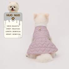 宠物狗连衣裙一件，可爱爱心印花图案，背部带牵引环方便遛狗，加厚秋冬款，适合小型/中型犬猫，圣诞礼物