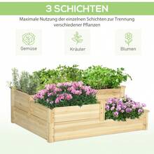 Outsunny Hochbeet 3-Tier Plant Bed, Flower Box, Herb Bed, Natural Pine Wood Plant Ladder For Garden And Balcony - 1 - 查看 4