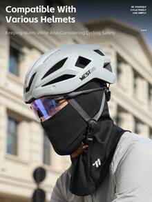 WEST BIKING 冬季保暖连帽面罩 防寒防风拉法帽 保暖内衬颈部保暖套 骑行头盔 自行车全脸面罩 - 黑色 - 查看 3