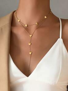 幸运四叶花项链冷艳优雅款高级感领链长款优雅流苏颈链女 - 銀色白鋯五朵花 - 查看 9