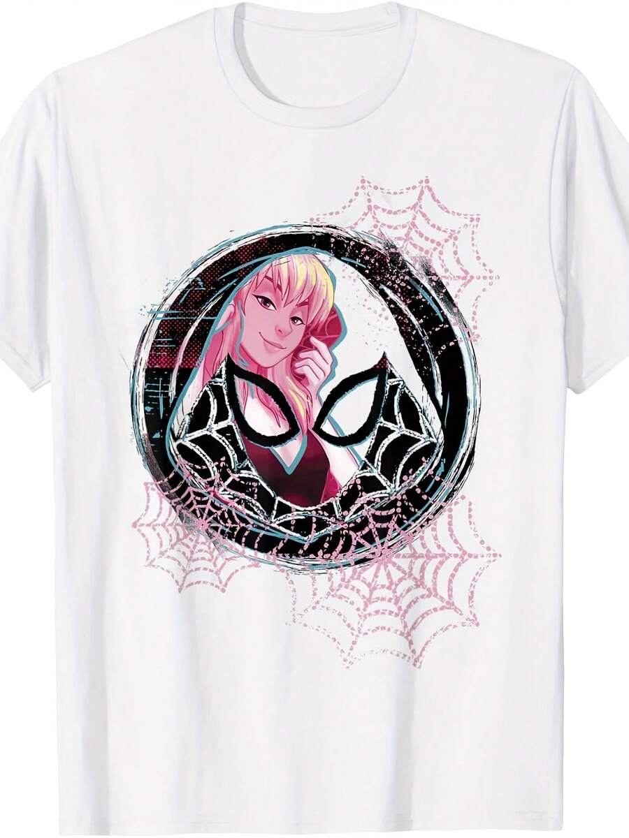 Ghost-Spider Gwen Background Badge Graphic T-Shirt T-Shirt,Suitable As A Christmas Gift For Autumn And Winter - 款式17 - 查看 1
