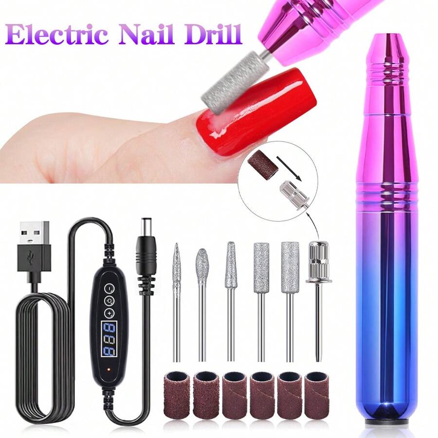 Máquina de taladro de uñas eléctrica profesional, juego de manicura con lima de uñas, baja vibración y ruido, alta potencia, 35000RPM alta velocidad para taladro de uñas acrílicas, removedor de gel, herramienta de pedicura, pulidora, pulidora eléctrica para el hogar y el salón