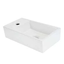 CBJKTX Vasque à poser ovale en céramique avec robinetterie, revêtement nano et effet lotus, blanche, petit meuble-lavabo, 41 x 33 x 14,5 cm, WC invités - Blanc - 40 cm - Gauche - Voir 9