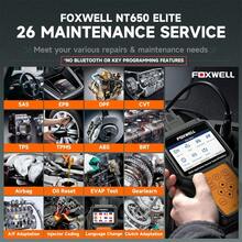 Foxwell NT650 Elite 双向诊断工具，ABS SRS模块主动测试，双系统OBD2故障码读取器，具备26项以上重置服务，适用于轿车和皮卡，带电池测试功能的汽车诊断扫描仪，终身免费更新 - 黃色 - 查看 5