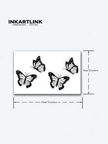 INKARTLINK 革命性科技临时纹身，半永久纹身，手部，蝴蝶图案，防水，逼真仿真纹身，植物基，神奇纹身，可持续1-2周，女士纹身 - 黑色 - 查看 5