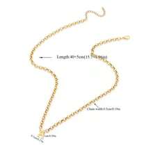 1pc Fashion Simple Initial Golden Stainless Steel Chain Necklace For Women - Yellow Gold - View 2