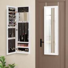 Lifezeal Wall Door Mounted Mirrored Jewelry Cabinet Storage Organizer Back To School Dormitory Storage - trắng - Xem 1