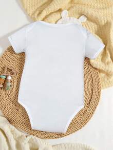 Baby Boy Funny Slogan Letter Print Short Sleeve Bodysuit - White - View 2