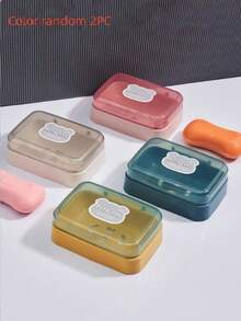 1 hộp đựng xà phòng bằng nhựa trong suốt có nắp lật sáng tạo, thiết kế đơn giản dùng cho gia đình, ký túc xá, phòng tắm, ban công, trang trí phòng tắm tại nhà, trang trí mùa thu trở lại trường - Nhiều màu - Xem 9