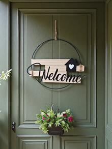 1pc Handmade "Willkommen" (Or "Welcome") Letter Iron & Wood Wall Hanging Sign, Combination Of Iron And Wood Materials, Suitable For Decoration At Entrance, Hallway, Living Room, Bedroom Doors, Hotels, Restaurants, Cafes, Ideal For Mother's Day, Back To School, Thanksgiving, Christmas Gifts - Multicolor - View 9