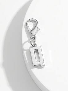 1pc Fashionable Minimalist 26 Small English Letter Shape Smooth Metal Keychain, Suitable For Women Car Key, Bag Decoration And Gift - Silver - View 37