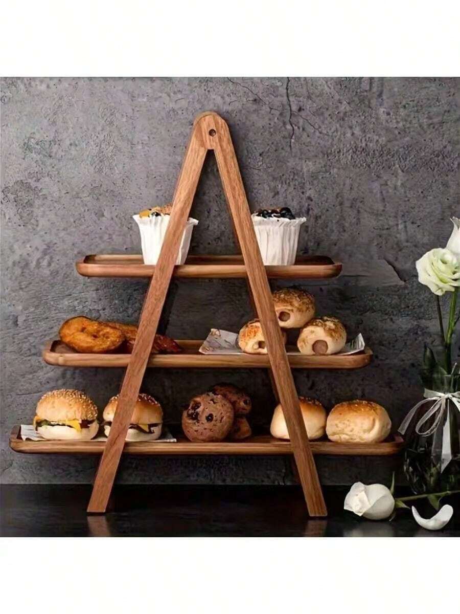 三件套红木托盘套装，无需用电，适用于家庭、酒店、自助餐展示、厨房收纳，可盛放乳制品、肉类和水果，是现代厨房用具的理想之选，坚固的木质托盘，还配有乳制品切片器。 - 彩色 - 查看 1