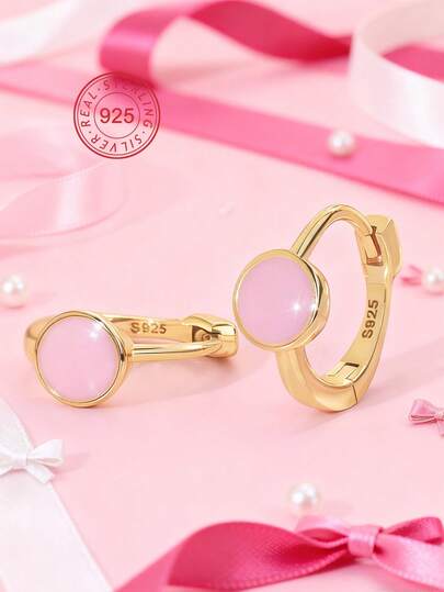 Artepollo 925 Sterling Silver Cute Earrings For Women, Delicate 14K Gold Plated Zirconia Colorful Drop Oil Round Small Hoop Earrings, Hypoallergenic, Non-Fading, Lightweight, Gold Jewelry, Gift Box Packaging, Holiday Gift