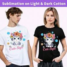 Sublimation  For Dark Fabric/Light Fabric 12inch X 10FT - Matte White  Vinyl Iron On Heat Transfer Vinyl For Cotton T-Shirt Work With Sublimation Paper Sublimation Printers,Sublimation10FT - 昇華熱轉印膜10英尺 - 查看 7