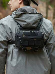 战术胸挂包，户外运动胸包，跑步小背包（可调节），透气设计钓具收纳包，徒步、狩猎、钓鱼、跑步侦察装备包