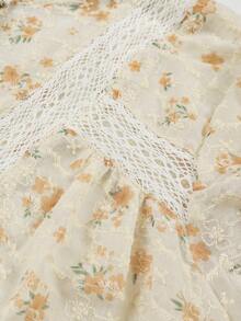 ii Casual Elegant Lace Patchwork Print Blouse Spring - Apricot - View 9