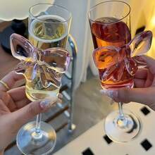 1/2 Set di Bicchieri da Champagne con Fiocco Rosa, 170ml - Bicchieri da Vino in Cristallo Infrangibili, Adatti per Matrimoni/Feste, Eleganti Flute da Champagne per Vini Frizzanti, Champagne e Cocktail - Multicolore - Visualizzare 1