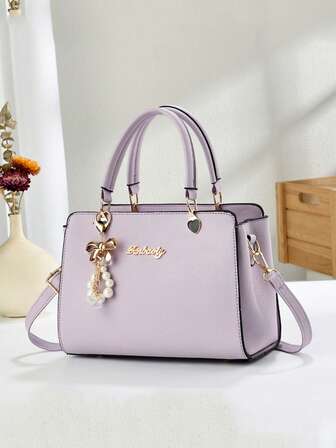 New Toothpick Pattern Tote Bag With Pendant, Elegant Fashion Patchwork Handbag Tote, Multifunctional Large Capacity Shoulder Bag, Fashionable Design, New Stylish Women Small Square Bag Handbag Shoulder Bag Versatile Casual Multi-Layer Large Capacity Satchel Suitable For Travel Shopping, New Chic Women's Tote Shoulder Crossbody Bag Colorblock Casual Luxury Large Capacity Satchel Suitable For Shoulder Or Crossbody Wear