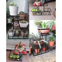 1pc Plant Stand Metal 3 Tier 4 Potted Multiple Flower Pot Holder Shelf Indoor Outdoor Planter Display Shelving Unit For Patio Garden Corner Balcony Living Room, Gardening Supplies And Equipment, Indoor Plant Accessories, Plant Shelves Indoor, Patio Decor, Spacesaving Design, Decorative Shelving, Rustresistant Material, Durable Metal Frame, Garden Organizer, Home Gardeners, Indoor Gardening - trắng - Xem 4
