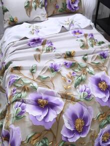 1pc 3D Trellis Floral Bedding Set, Soft & Wrinkle-Resistant, Suitable For Twin, Full, Queen, King Size Beds In Rental Homes, Hotels, Bedrooms, Dorms, Great Gift Idea - Purple Rhyme (Single) - View 6