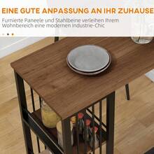 HOMCOM Bar Table, Standing Table, Coffee Table With 3 Shelves, Bar Counter, Kitchen Table With Wood Look, Steel Frame, For Dining Room, Kitchen, Brown, 120 X 40 X 105 Cm