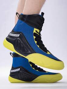 TACHUAN Professional Wrestling Shoes, Men's High-Top Combat Boxing Shoes, Training Shoes, Kickboxing Boots, Fitness Martial Arts Shoes - Black Orchid - View 5