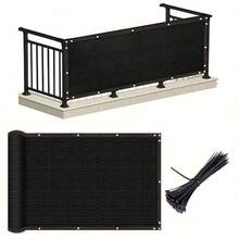 150GSM Thick Privacy Screen Fence, Shading Net Curtain With Eyelets, UV Protection For Balcony, Deck, Patio, Backyard, Pool, Porch, Includes 50 Zip Ties (1 Piece, Black) - Black - View 9