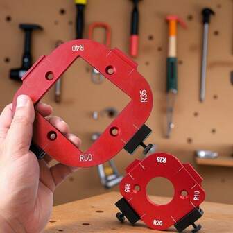 Adjustable Aluminum Router Corner Template Set - Multi-Size Arc Jig With Locking Clamps, Sizes R10-R50 For Custom Furniture & DIY Wood Projects