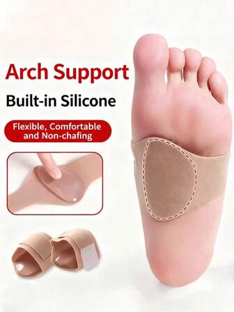 QKC 1 par de bolas de gel suaves, almohadillas de soporte de arco reutilizables y transpirables para hombres y mujeres, alivian el dolor y brindan comodidad