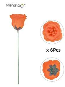 MEHELANY 12/6/1pcs Artificial Glitter Rose Bouquet With Wrapping Paper, Orange Artificial Rose, Everlasting Glitter Artificial DIY Rose Bouquet, For Anniversary, Valentine's Day, Mother's Day, Thanksgiving, Graduation, Teacher's Day, Wedding Gift, Tabletop Decor, Home, Room, Office, Kitchen Decor, Party Supplies, Birthday Gift For Girlfriend, Mom, Ladies - Orange - View 10