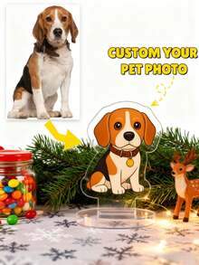 1 Peça Lembrança Personalizada de Estimação em Acrílico - Adicione sua Foto, Presente Perfeito para Amantes de Animais de Estimação, Decoração de Escritório e Casa, Decoração de Painel de Carro, Presente de Aniversário, Enfeite de Meia de Natal - Multicolorido - Visão 1