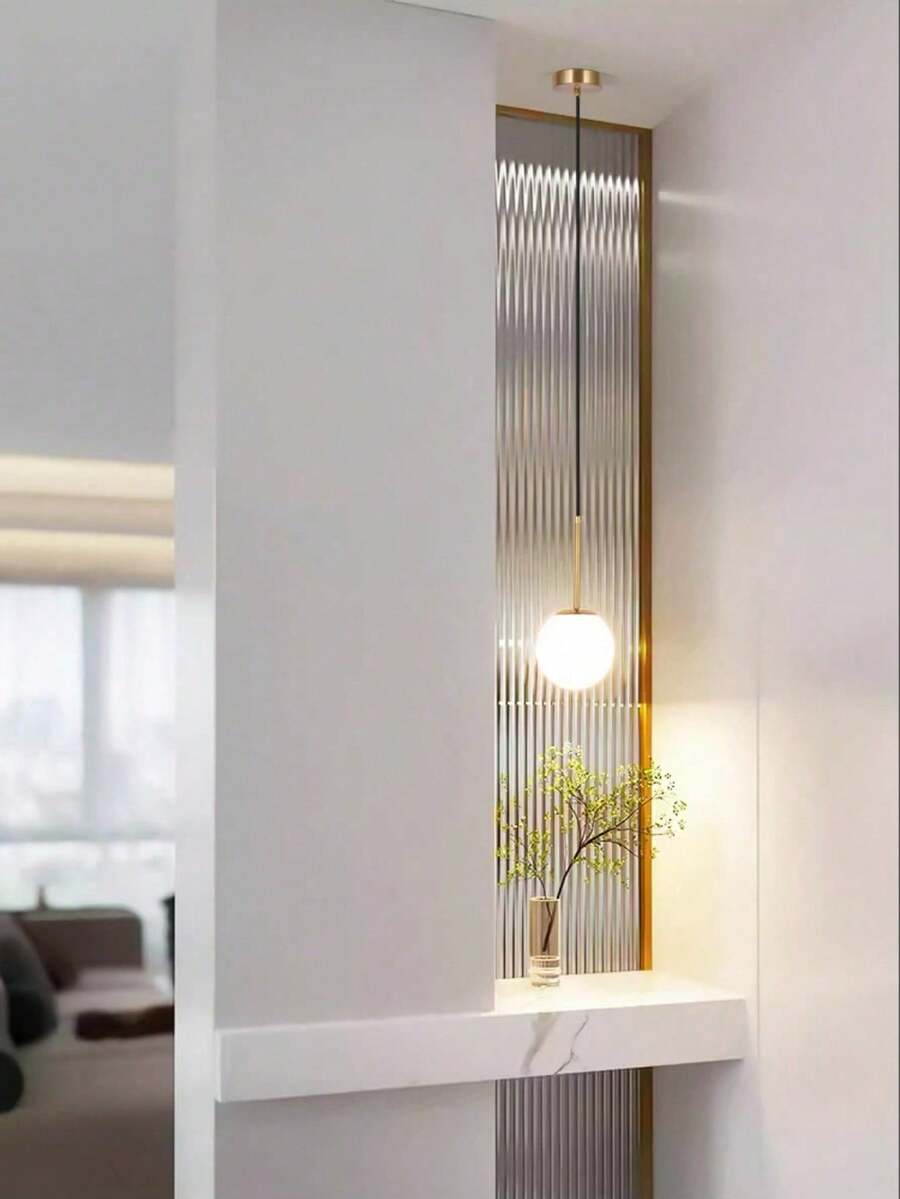 1/2pcs Nordic Minimalist Sphere Single-Head Pendant Light, Creative Decorative Lamp, E27 Lamp Base, Suitable For Dining Room, Bedroom, Entryway, Hallway (Bulb Not Included) - Gold - View 1