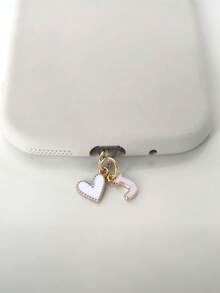 白色心形26字母防尘塞，字母心形手机耳机充电口保护盖配件，适合DIY手机装饰，通用Type-C充电口防尘塞