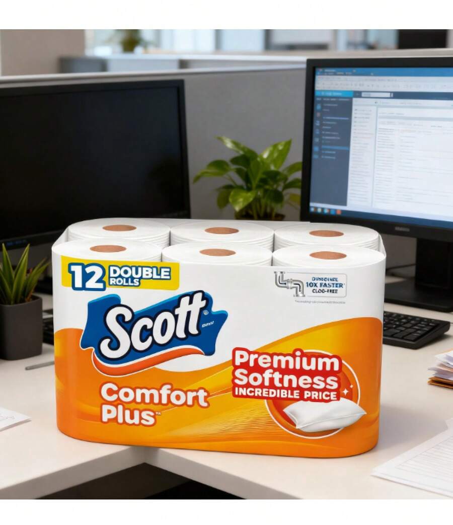 Scott ComfortPlus Toilet Paper, 12 Double Rolls, 231 Sheets Per Roll, Septic-, 1-Ply Toilet Tissue - 231 tờ (Gói 12 tờ) - Xem 1