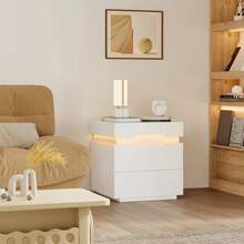 Devoko Nightstand With Charging Station, LED Light And 2 Drawers - 查看 7