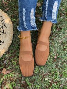 1 Pair New Women Loafers, Breathable Flat Shoes, Retro Flat Non-Slip Driving Shoes, Comfortable Outdoor Travel Lining Shoes, Casual Comfortable One-Piece Shoelace, Daily Casual Shoes - Brown - View 6