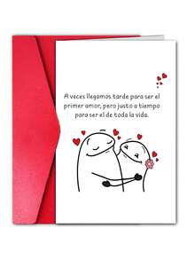 1 Thiệp tình yêu tiếng Tây Ban Nha kèm phong bì - "Đôi khi ta đến muộn để trở thành tình yêu đầu đời, nhưng lại đến đúng lúc để trở thành tình yêu trọn đời" - Thiết kế hoạt hình lãng mạn dành cho các cặp đôi, sinh nhật, kỷ niệm và những dịp đặc biệt, ý tưởng quà tặng lãng mạn | Hình minh họa hoạt hình | Hình minh họa chi tiết, Thiệp Valentine - Nhiều màu - Xem 14