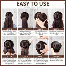 4 piezas Juego de moldeadores de moño con moldeadores de moño extra grandes, grandes, medianos y pequeños, 20 piezas de horquillas grandes de color crema, esenciales para volver a la escuela, viajes y vacaciones, accesorios para el cabello, rizadores, cepillo para cabello rizado, rulos, productos para cabello rizado - Multicolor - Ver 4