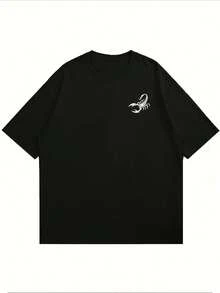 Camiseta con gráfico Scorpio Energy de talla grande. Algodón suave, corte holgado, transpirable, estilo hip hop callejero, dise?o gráfico, estampado a doble cara. - Negro - Ver 2