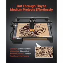 Laser Engraver, 20W Output, Laser Engraving Cutter Machine, 13.7 X 15.7 In/35 X 40 Cm Working Area, 10000 Mm/Min Movement Speed, Compressed Spot With Eye Protection, For Wood, Certain Metal - View 3