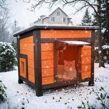 Insulated House Weatherproof Outdoor/Indoor Shelter With Openable Asphalt Roof  Cats Small Pets - Brown Insulated - View 2