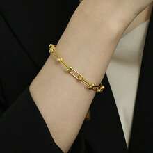 2 Pieces Of Horseshoe Clasp Chain Necklace + Bracelet Set, 316L Stainless Steel Plated With 18K Gold Jewelry Set, Suitable For Daily Gatherings As Women's Fashionable Jewelry Accessories, Mother's Day, Birthday Party Jewelry Gifts - Necklace + Bracelet - View 6